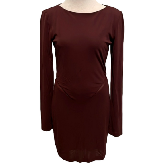 T by Alexander Wang Dresses & Skirts - T by Alexander Wang burgundy knit dress with mesh cutouts sz L